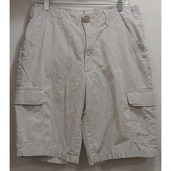Guess Jeans Men's White and Gray Pin Striped Size 32 Cargo Shorts Cotton Note - Picture 1 of 12